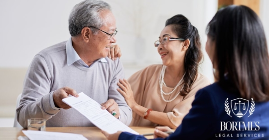 elderly couple discussing an estate plan